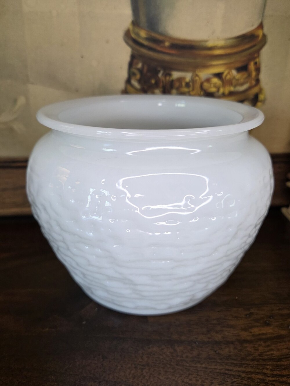 National Potteries Cleveland 1960s White Milk Glass Vase